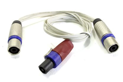 Speakon NL4> NL4 m + NL2 Adapter mit Litze für Frontfills, weiß