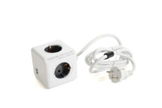 Powercube Schuko Verteiler 4-fach, weiß, 1,5m (2x USB Lader 5V/2,1A)